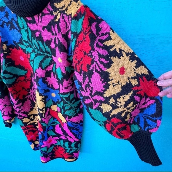 FARM RIO TROPICAL GARDEN COZY SOFT SWEATER DRESS COWL FUNNEL NECK SIZE MEDIUM - Picture 15 of 16